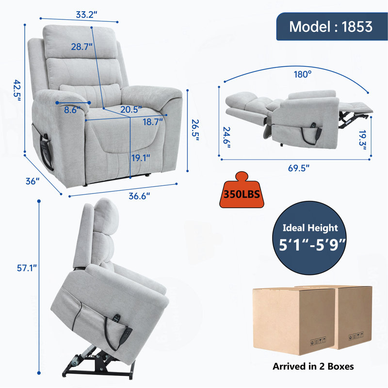 Dual Motor Infinite Position Up To 350 LBS Leatherair Power Lift Recliner Chair, Heavy Duty Motion Mechanism With 8-Point Vibration Massage And Lumbar Heating