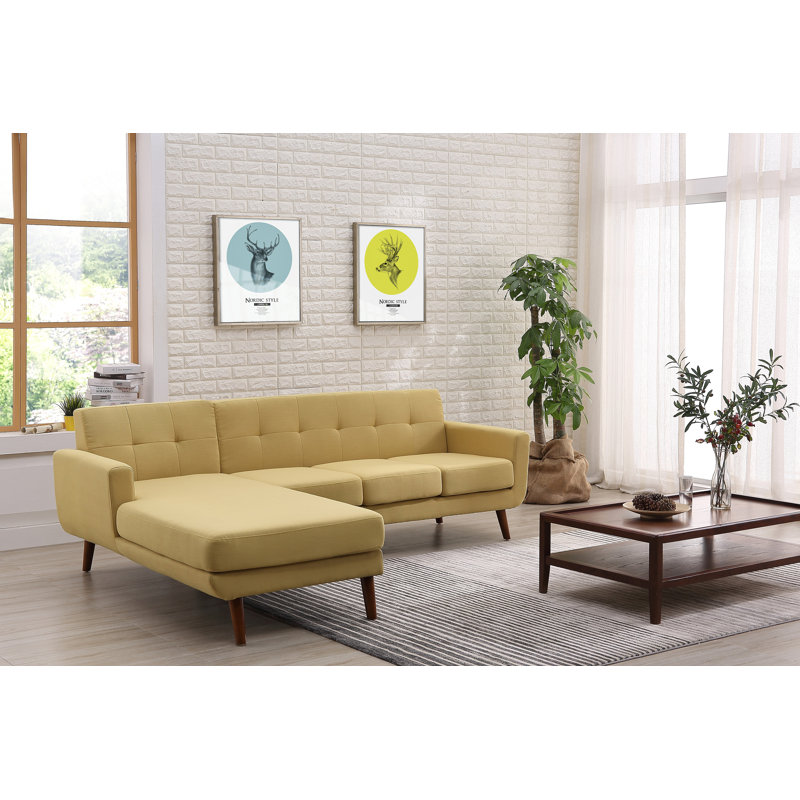 Canapé et chaise longue 98,48 po Barnet, Orienté à gauche (vu de face), Jaune Naples