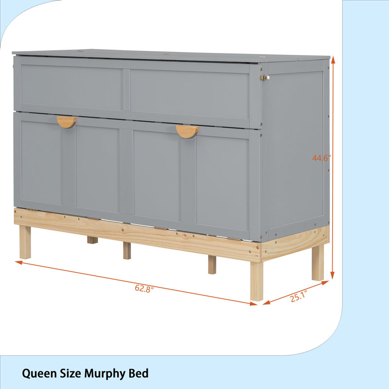 Queen Size Murphy Bed, Gray