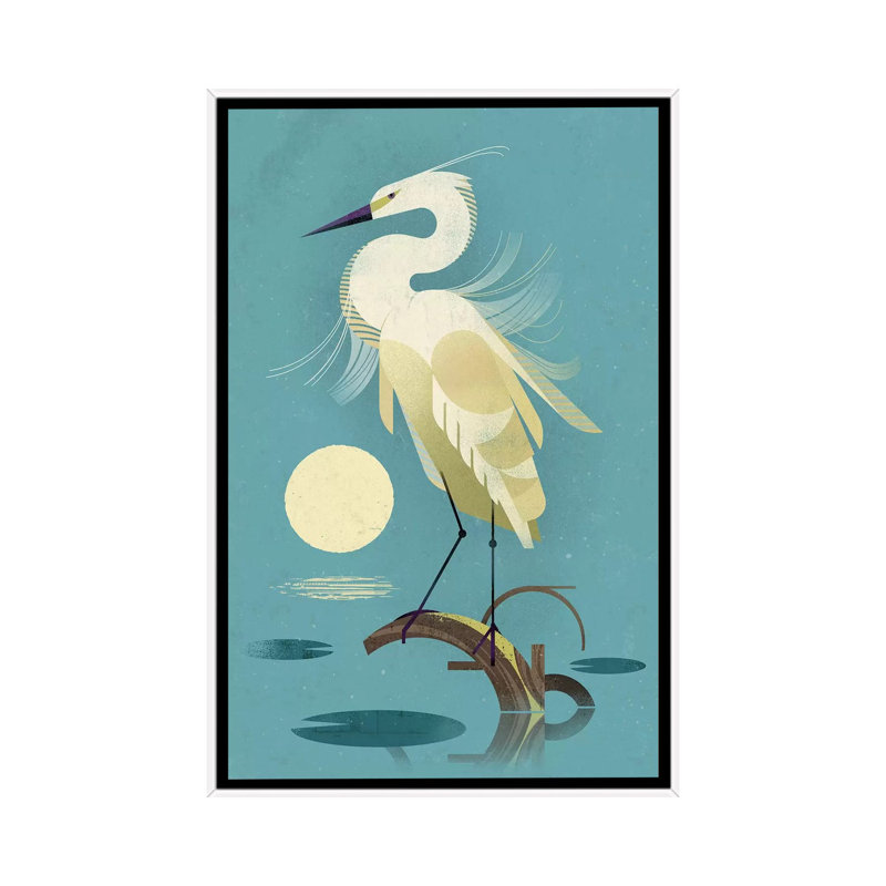 Little Egret by Dieter Braun - Print on Canvas, 152.5 cm H x 101.5 cm W, White Framed