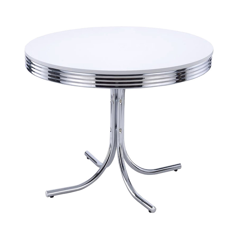 Table de salle à manger ronde blanche et élégante, de 42 po de largeur x 30 po de hauteur, pour chambre à coucher, élégante, H W L, polyvalente