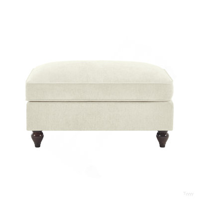 Repose-pieds en chenille beige et blanc