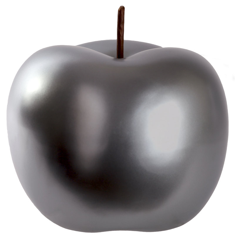 Sculpture pomme en céramique Wimbled, H 5,5 po x l 5 po x P 5 po, Gris