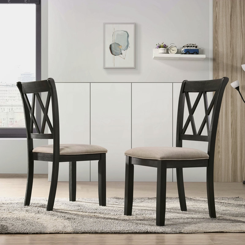 Ensemble de 2 chaises rembourrées en tissu, Noir