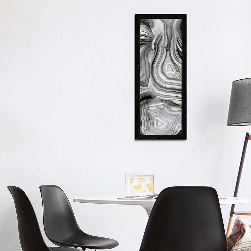 Agate Panel Iii by Danielle Carson - Panoramic Painting on Canvas, Black Framed, 30.48 cm H x 91.44 cm W
