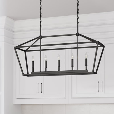 Luminaire suspendu linéaire à cinq lumières pour îlot de cuisine Glenhaven