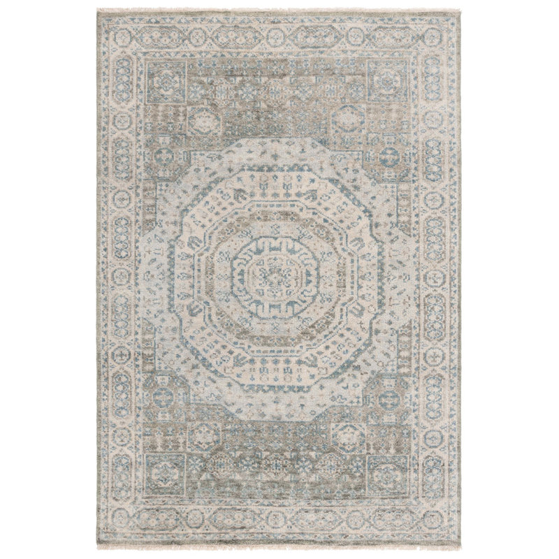 Tapis Samarkand 167 bleu clair / ivoire, Rectangle 6 pi x 9 pi