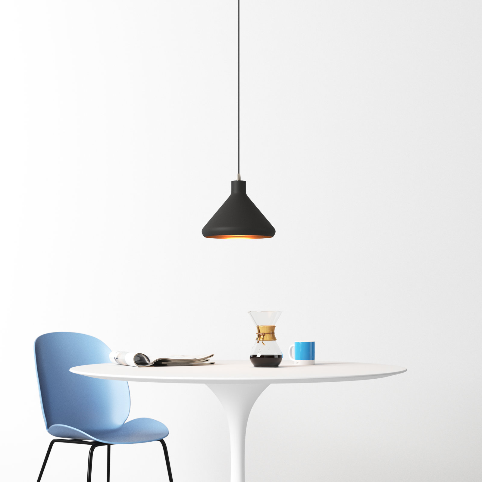 Schultz Dimmable Dome Single Light Pendant, Black, 13" H x 10.5" W x 10.5" D