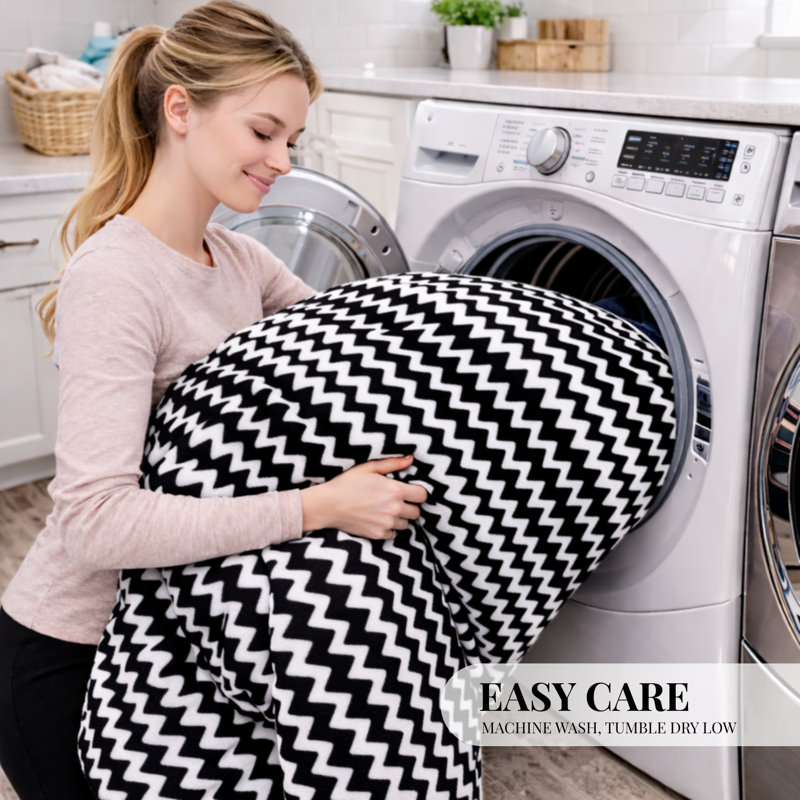 Grande couverture sherpa super pelucheuse, douce et confortable, Grey Chevron