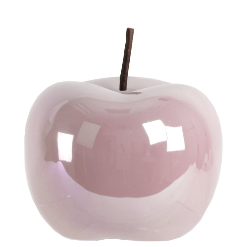 Figurine en céramique pomme nacrée rose