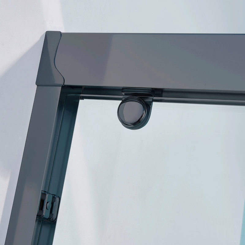 44-48"W X 75"H Double Sliding Opening Shower Door  - Aluminium Alloy Frame In Matte Black, 5/16" (8Mm) Thick Clear Tempered Glass