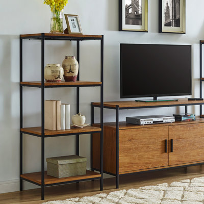 Harless Etagere Bookcase - 4-Tier Open Shelf, Industrial Storage Unit