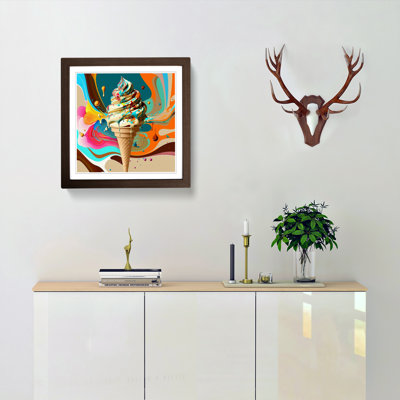 Ice Cream Expressionism - Single Picture Frame Print on Wood