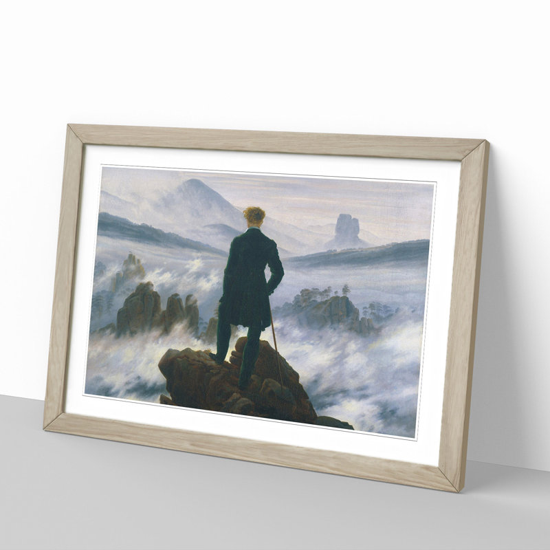 Wanderer Above the Sea of Fog Vol.1 by Caspar David Friedrich - Picture Frame Painting, 27cm H x 36cm W x 2cm D, Oak