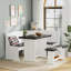 FSC Solid Pine L-shape Breakfast Nook Set Dining Corner Set With Charging, Storage & Reversible Bench (seats 3-5)