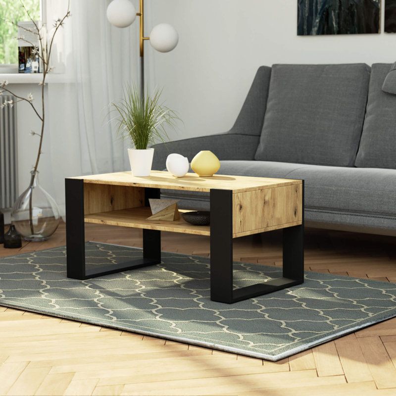 Routenberg Coffee Table with Storage, Black/Oak Artisan