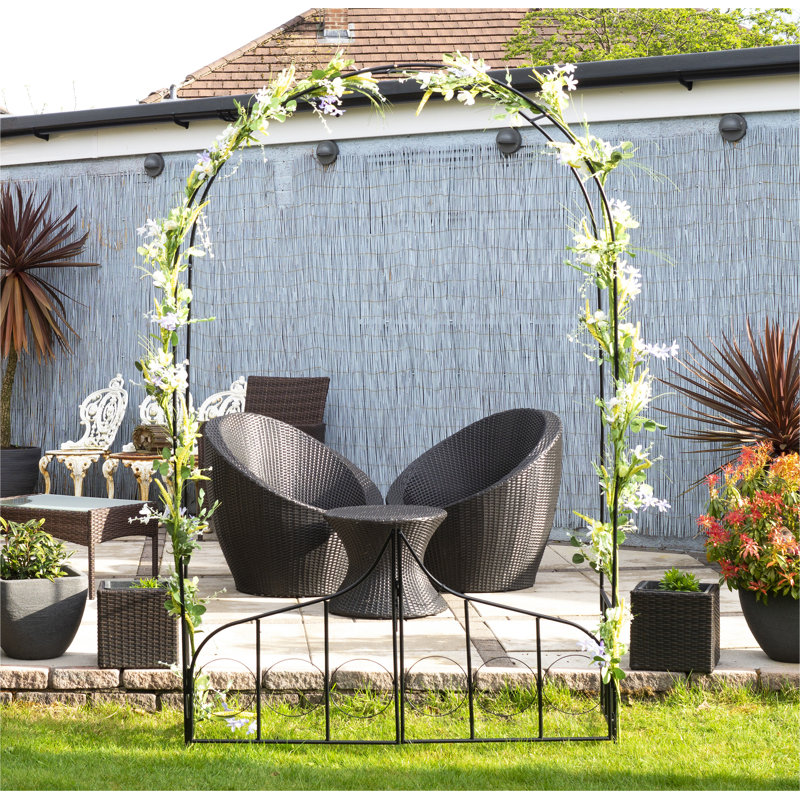 Hirsch Garden  Metal Arched Trellis with Gate