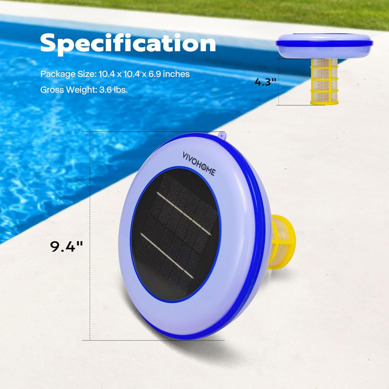 Outils de nettoyage solaires automatiques sans chlore pour piscine, Bleu / blanc