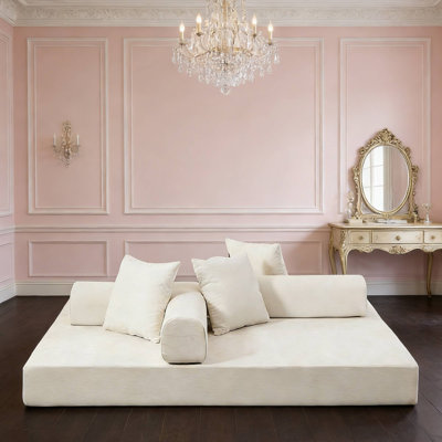 Canapé-lit pliable en chenille 78,8 po beige, canapé-lit avec accoudoirs pour le salon et le salon de la chambre à coucher