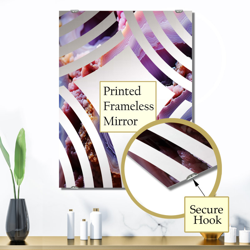 Geode Amethyst Abyss - Miroir mural en pierre Geode MIR136168, 32 po x 24 po