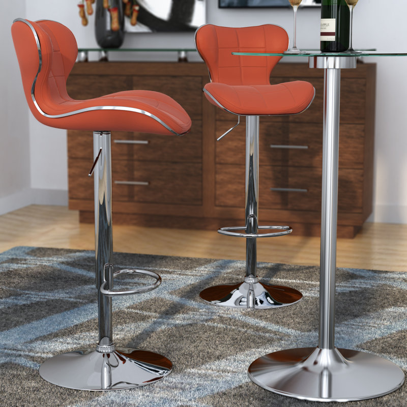 Carty Swivel Upholstered Adjustable Height Counter Stool, Red