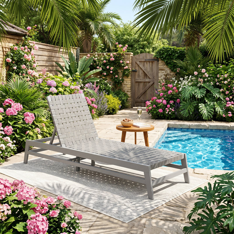 Christopher Knight Home 28.5" W x 82.75" D x 37" H Acacia Wood and Grey Rope Reclining Outdoor Chaise Lounge