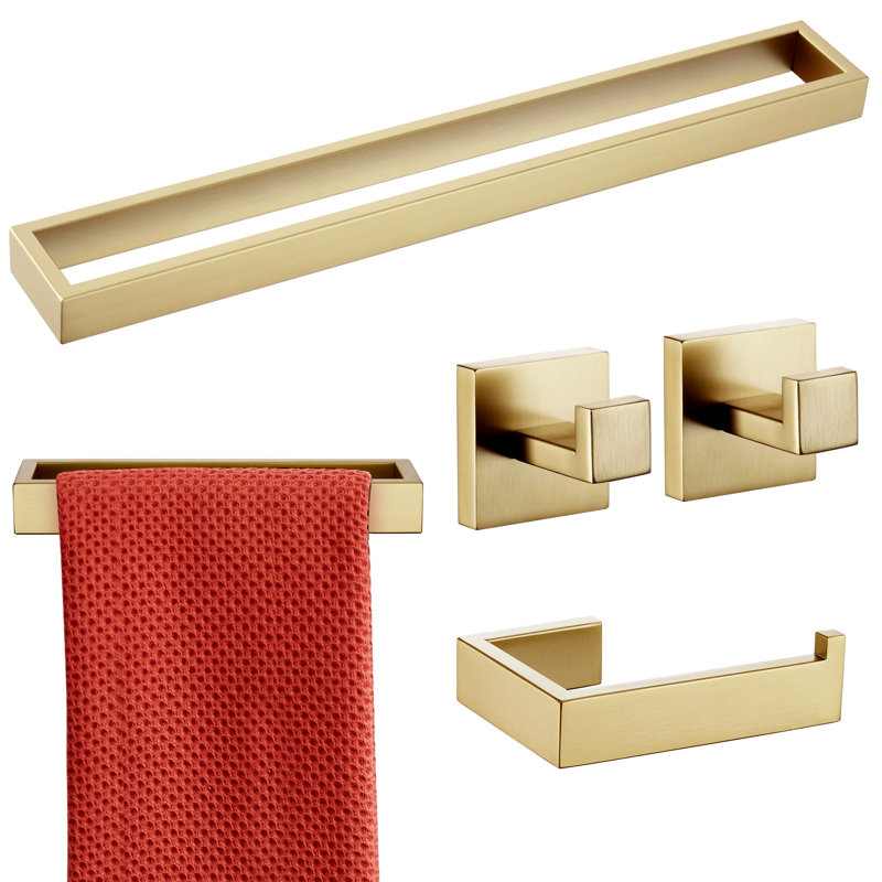 Ensemble de quincaillerie de salle de bain 5 pièces, Or brossé