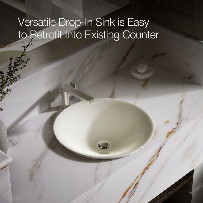 Carillon Circular Vessel Bathroom Sink, Biscuit