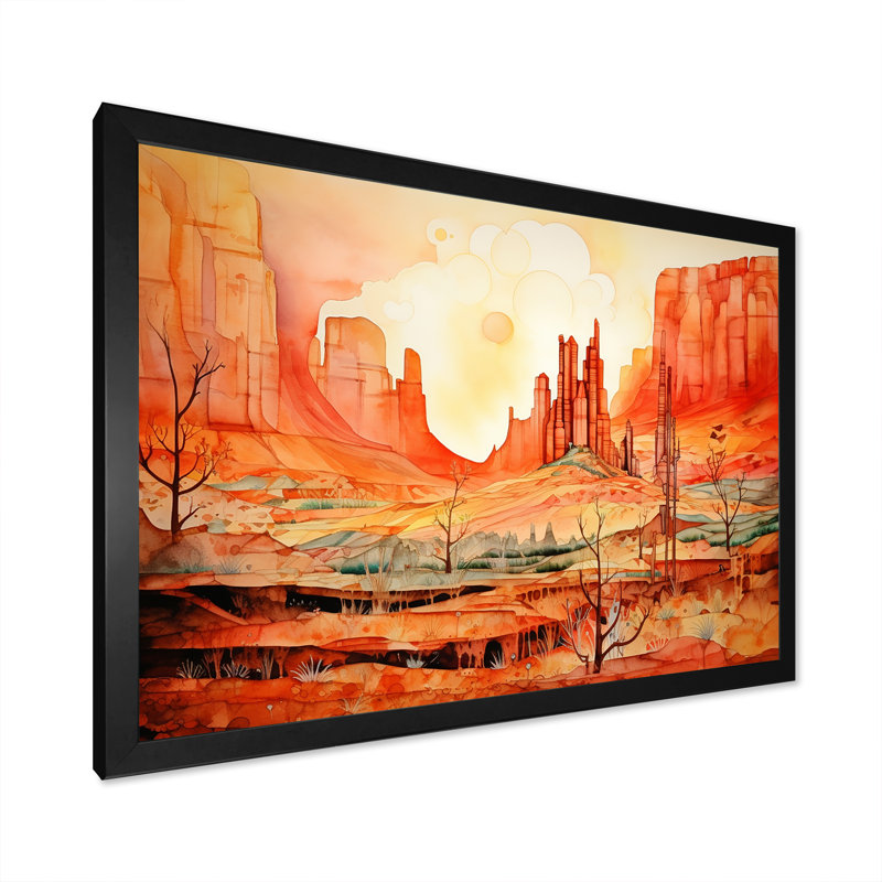 «Native Navajo Landscape I», reproduction sur toile, Cadre simple noir, H 12 po x l 20 po x P 1 po