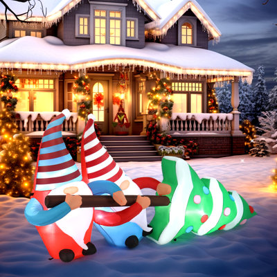 Décoration de Noël gonflable de Noël en forme de gnomes illuminés 7 pi