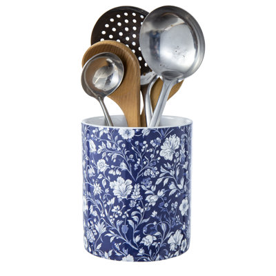 Decorative Botanical Floral Crock for Kitchen Utensils