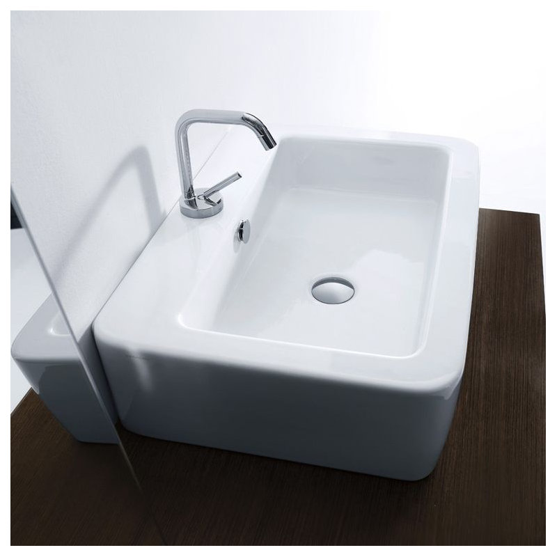 Lavabo de salle de bain mural en céramique avec trop-plein 23,6 "Ego