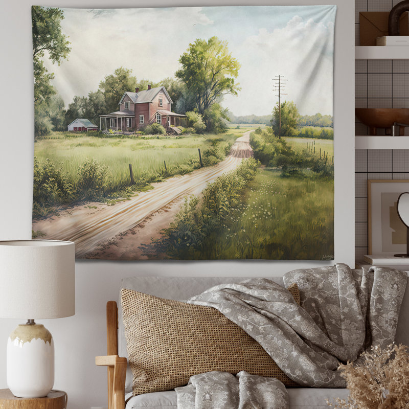 Tapisserie en polyester belle grange au printemps IV, H 50 po x l 60 po