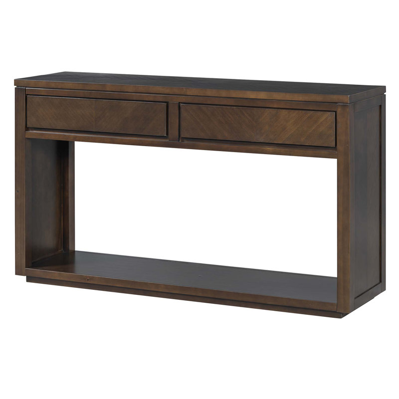 55" Rustic Wooden Entryway Console Table With Storage Drawers & Open Shelf, Brown