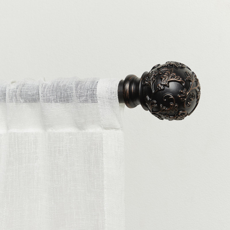 Oil Rubbed Bronze Adjustable Curtain Rod with Floral Finials