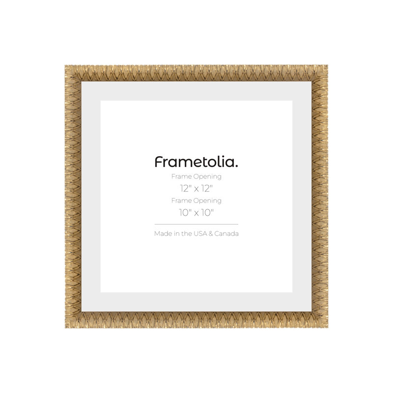 Cadre mural Frametolia Art Deco - largeur 7/8 po - passe-partout étroit, Doré, 12 po x 12 po