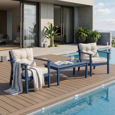 2-Piece HDPE Outdoor Chairs With Coffee Table