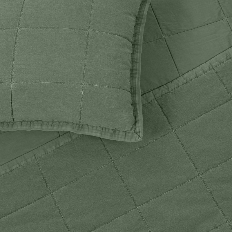 Cotton Canvas Twin Coverlet Set , Forest