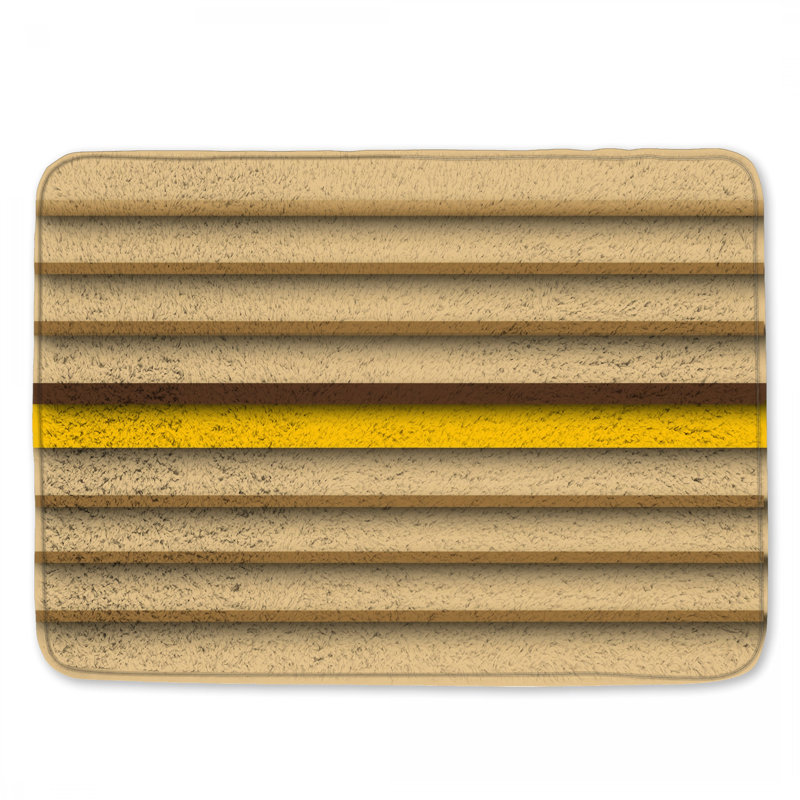 Tapis de bain beige à rayures jaunes, L 24 po x L 17 po