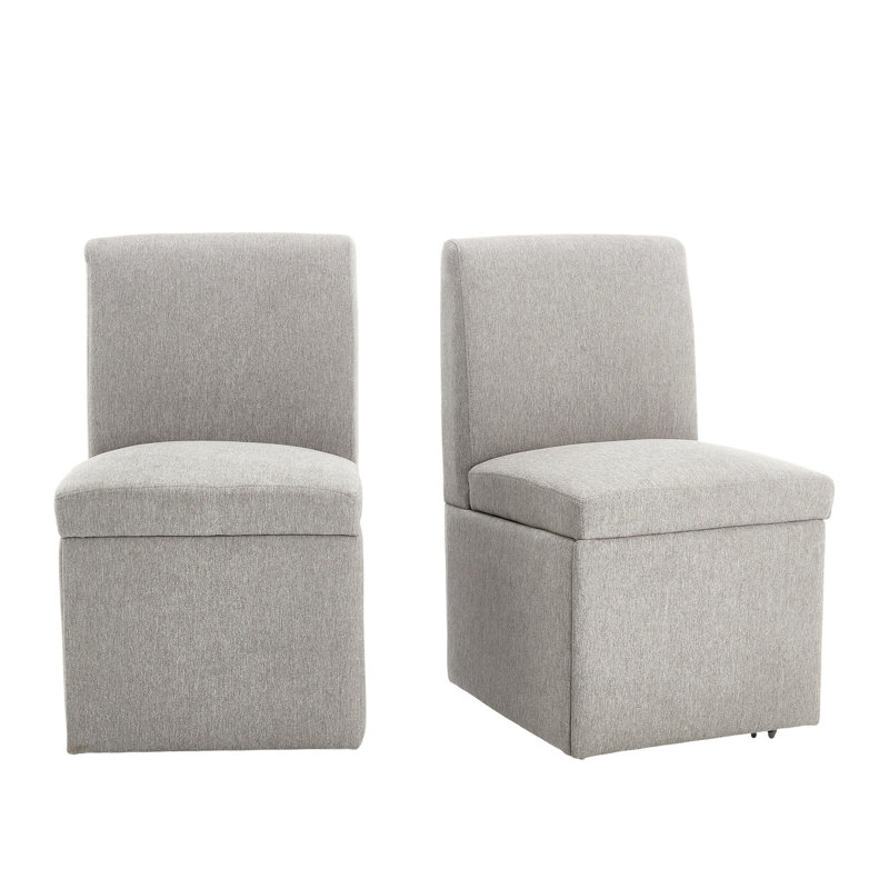Chaises pivotantes rembourrées avec option de rangement supplémentaire - Revêtement en velours, coussin de siège épais, structure en bois cachée moderne facile à déplacer,