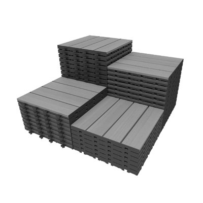 Carrelage extérieur imperméable, grain de bois Hdpe 44 pièces, patio moderne