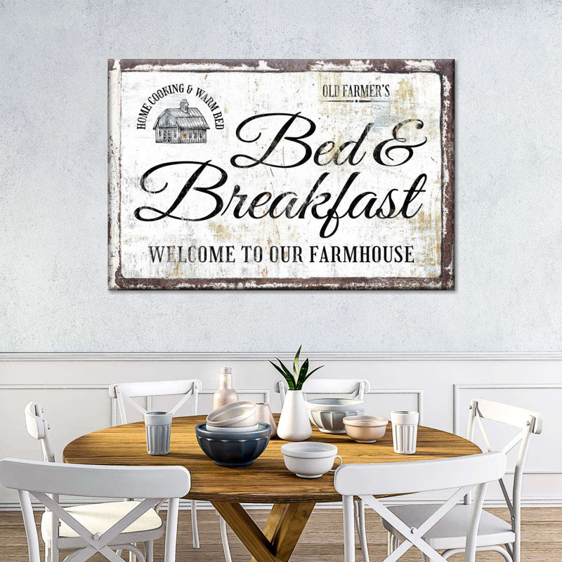 Lit et petit déjeuner sur toile, H 8 po x l 12 po x P 1 po