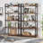 5-Tier Rustic Brown Industrial Metal Bookshelf Unit