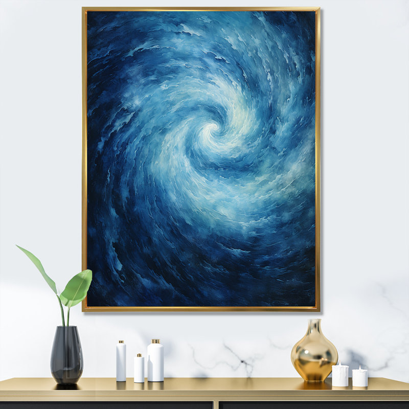 «Blue Swirl Wave Spiral VII - Abstract Spirals», reproduction sur toile_106189, H 40 po x l 30 po x P 1,5 po
