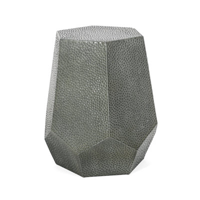 23" Silver Iron Hexagonal Pedestal End Table