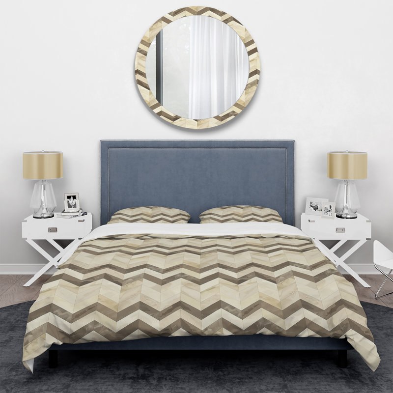 Ensemble de housse de couette Beige Chevron Dreams II - Modern, Housse de couette très grand et 2 très grandes t
