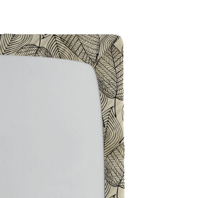 Drap-housse Ambesonne, paquet de 2, Beige / motif floral noir, Drap-housse grand