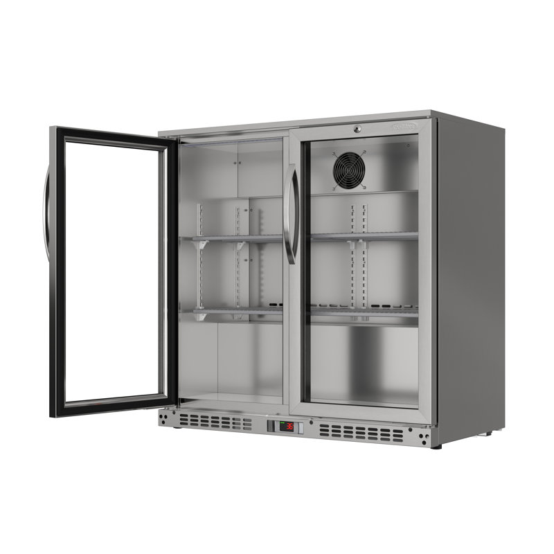 35 po l 7,4 pi³ Réfrigérateur à 2 portes à hauteur de comptoir avec éclairage DEL en acier inoxydable, Acier Inoxydable