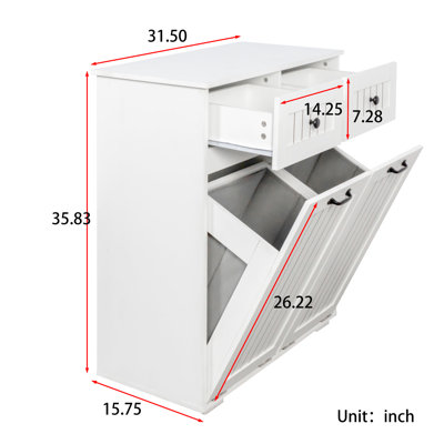 Armoire à linge avec 2 paniers à linge amovibles et 2 tiroirs