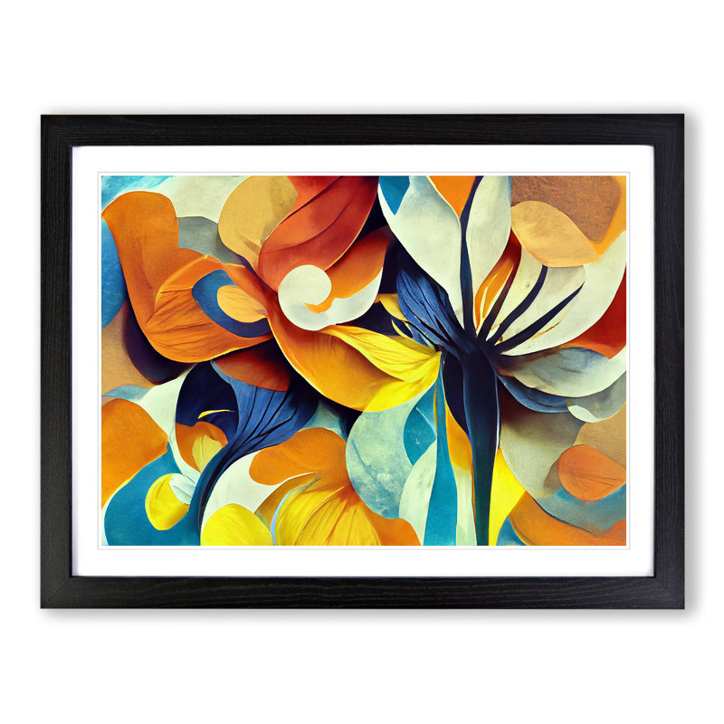 Artistic Flowers Abstract Vol.3 - Single Picture Frame Print, Black Framed, 34cm H x 46cm W x 2cm D